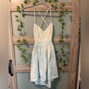 Backless Foreign Exchange Blue Cloud Strappy Summer Dress